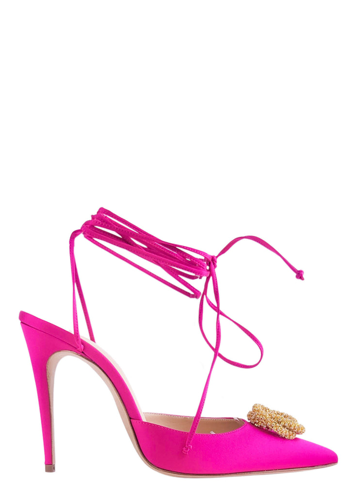 Magda Butrym Crystal And Satin Pumps In Pink - Discounts on Magda Butrym at UAL