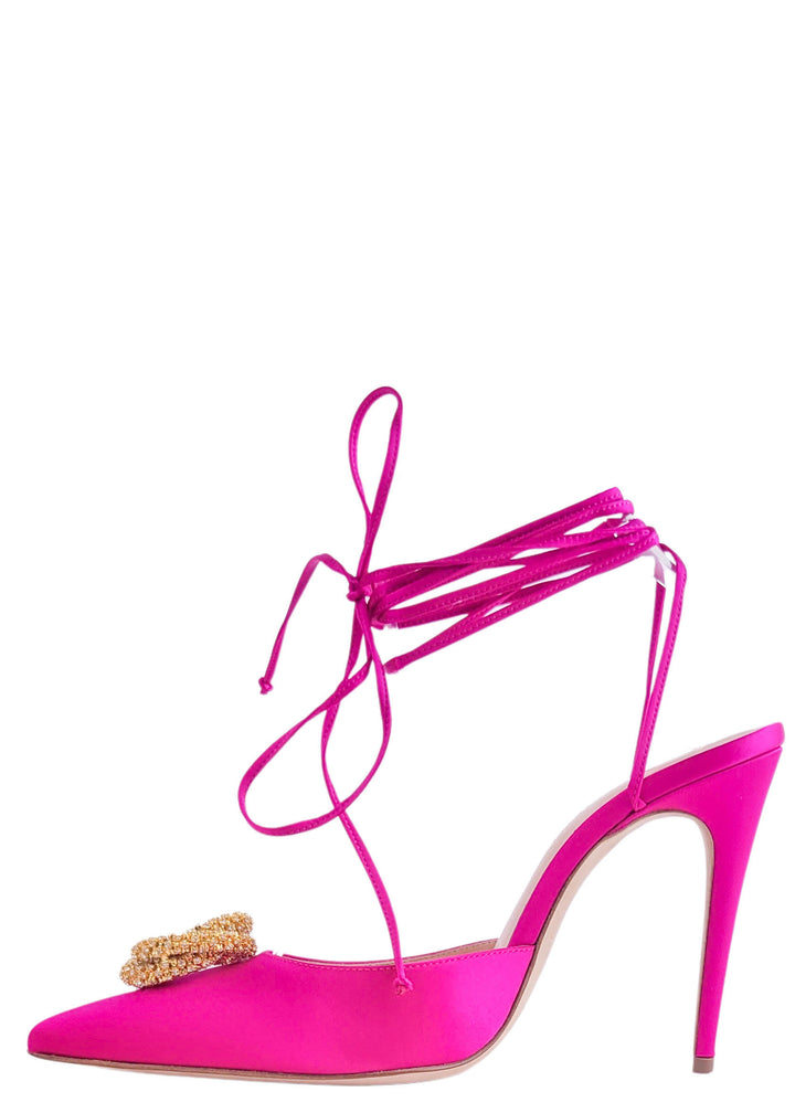 Magda Butrym Crystal And Satin Pumps In Pink - Discounts on Magda Butrym at UAL