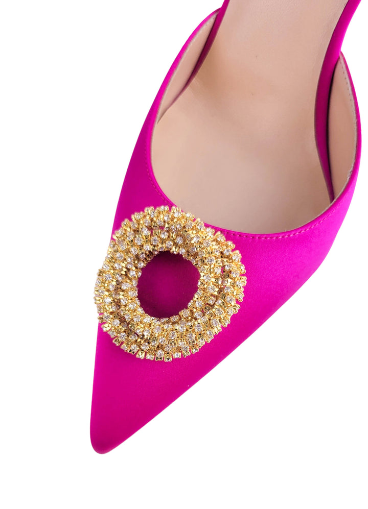 Magda Butrym Crystal And Satin Pumps In Pink - Discounts on Magda Butrym at UAL
